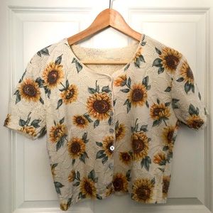 Sunflower print knitted top